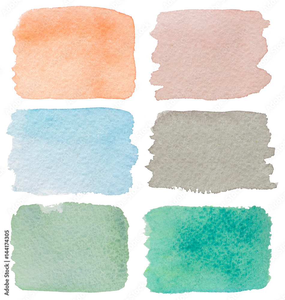 Fototapeta premium set of watercolor splashes backgrounds isolated on white