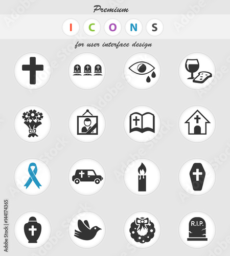 funeral services icon set