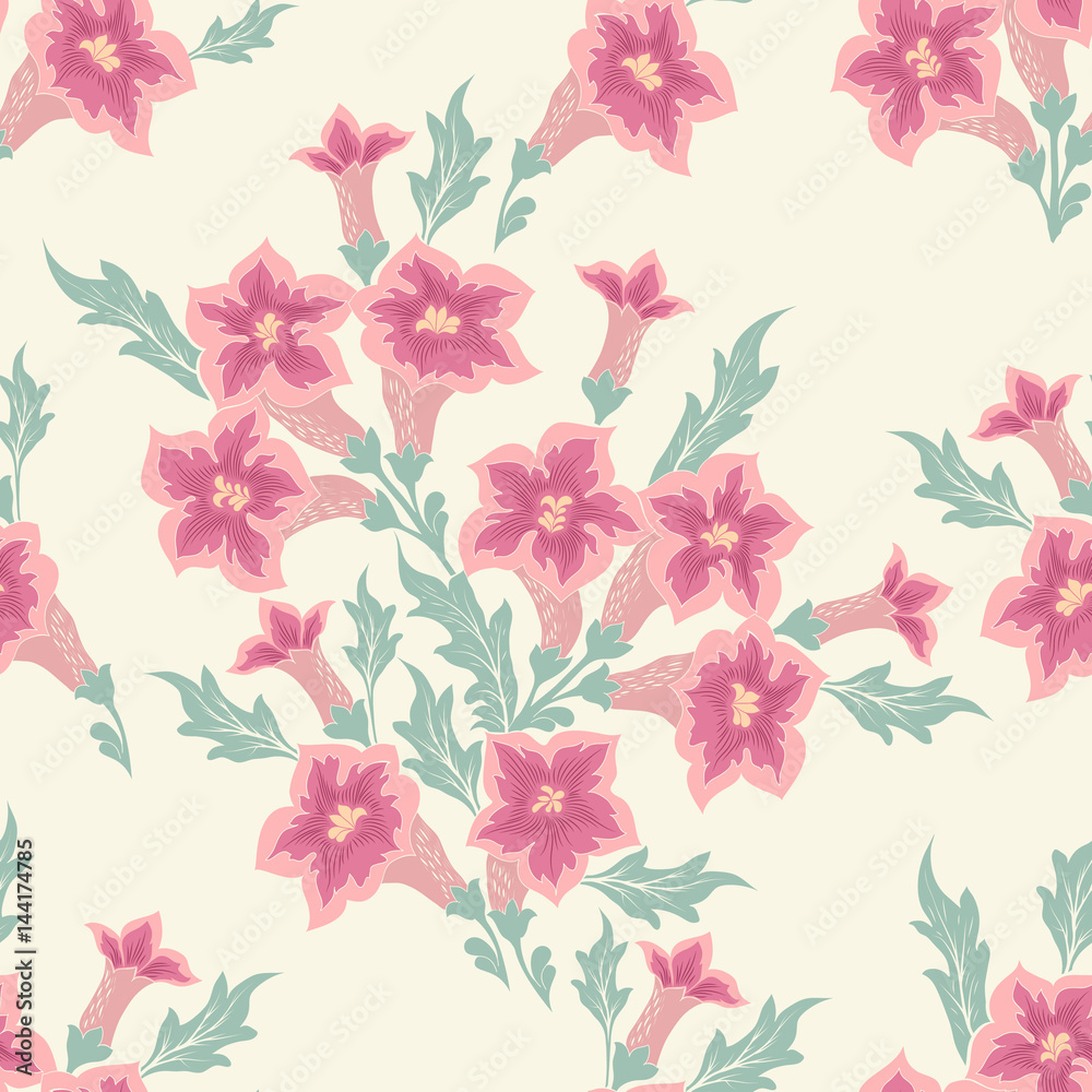 Vector flower seamless pattern element. Elegant texture for backgrounds. Classical luxury old fashioned floral ornament, seamless texture for wallpapers, textile, wrapping.