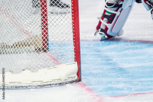 ice hockey goalie during a game