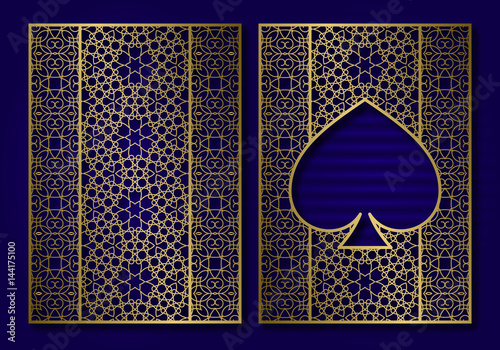 Golden vintage book cover template. Face and back of booklet design.