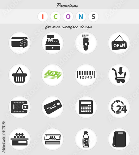 grocery store icon set