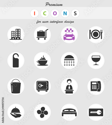 hotel room services icon set