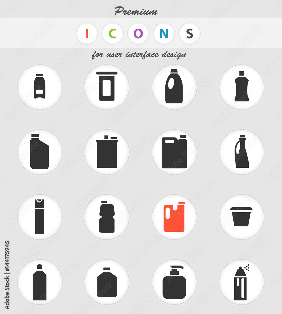 household chemicals icon set household chemicals icon set