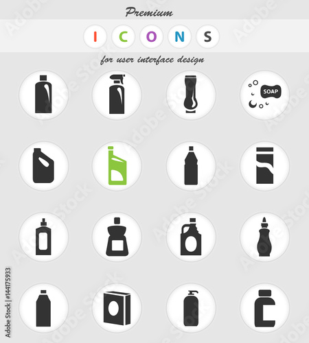 household chemicals icon set