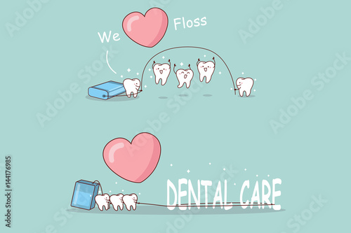 tooth playing with floss