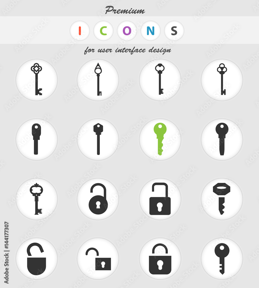 lock and key icon set lock and key icon set