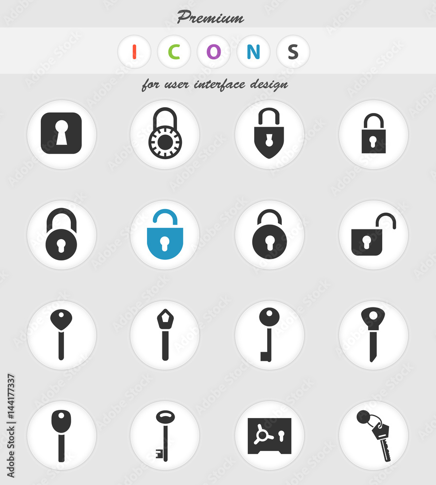lock and key icon set lock and key icon set