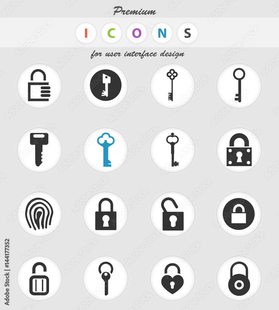 lock and key icon set