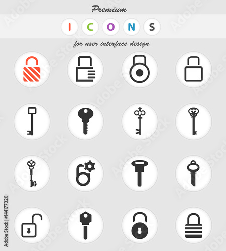 lock and key icon set