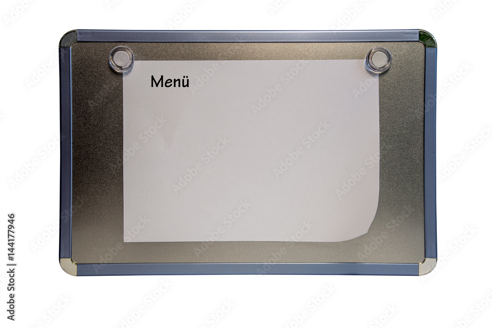 Hinweistafel mit Menüvorschlag