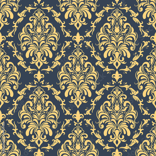 Vector damask seamless pattern background. Classical luxury old fashioned damask ornament  royal victorian seamless texture for wallpapers  textile  wrapping. Exquisite floral baroque template.