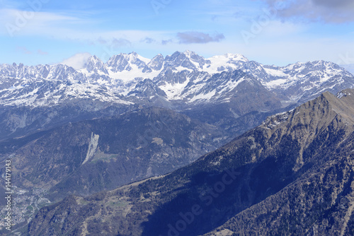 aerial of south side of Bernina range, Italy