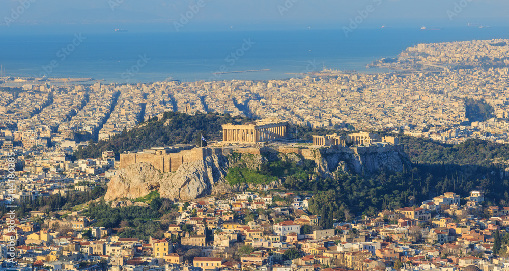 View to Athens city scape with Acropolis 