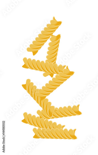 Vector illustration of a Fusilli pasta elements on white background.