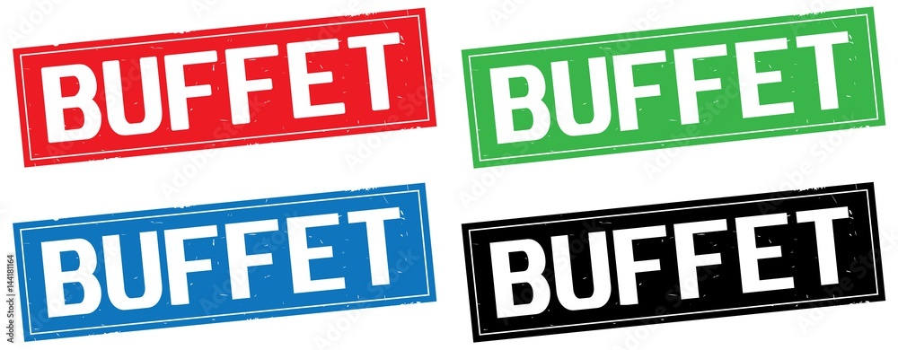 BUFFET text, on rectangle stamp sign. BUFFET text, on rectangle stamp sign.