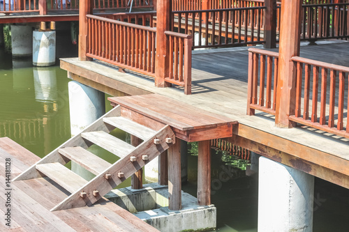 Thai style house with ladder into the river