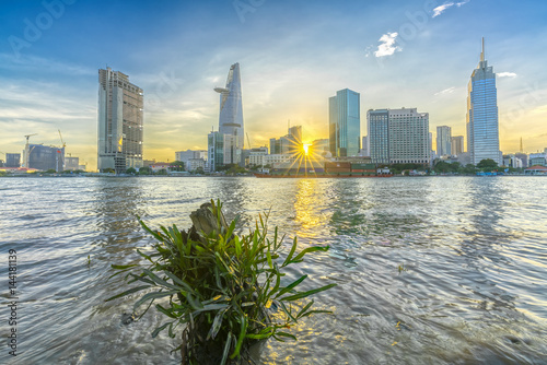 Photography Ho Chi Minh City, Vietnam - March 25th, 2017: Riverside City sunset clouds in th