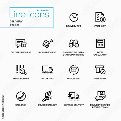 Delivery - modern vector single line icons set
