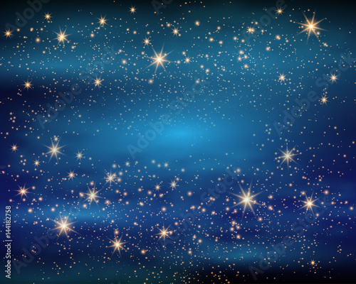 Magic Space. Fairy Dust. Infinity. Abstract Universe Background. Blue Gog and Shining Stars. Vector illustration. photo