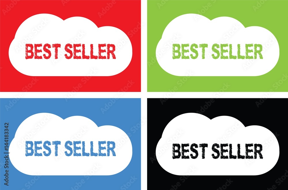 BEST SELLER text, on cloud bubble sign. BEST SELLER text, on cloud bubble sign.