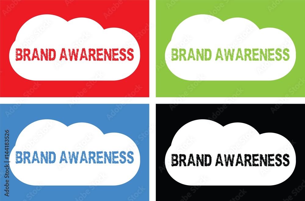 BRAND AWARENESS text, on cloud bubble sign. BRAND AWARENESS text, on cloud bubble sign.
