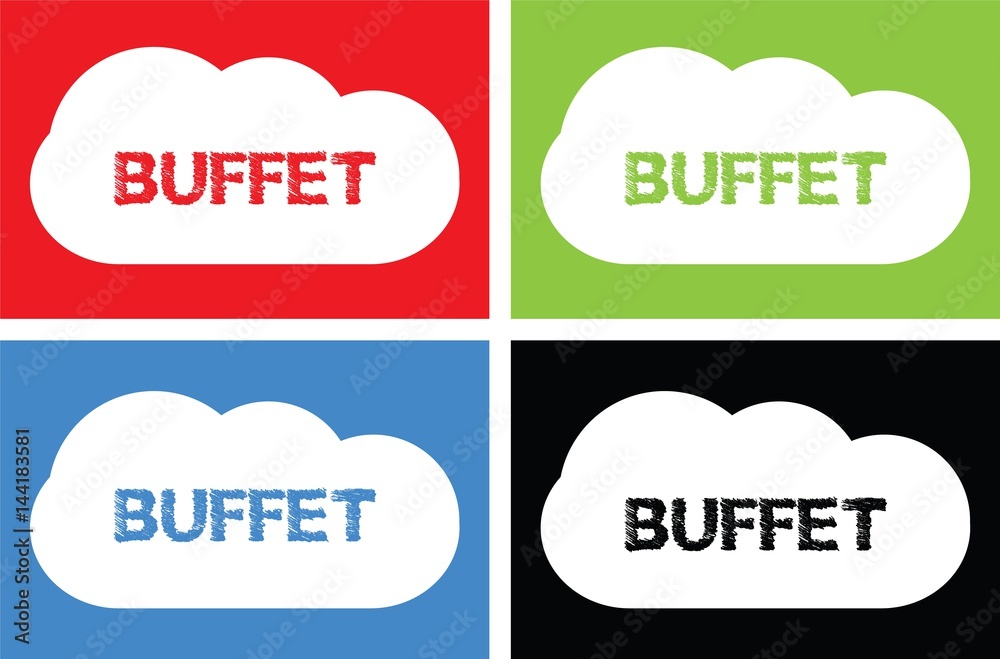 BUFFET text, on cloud bubble sign. BUFFET text, on cloud bubble sign.