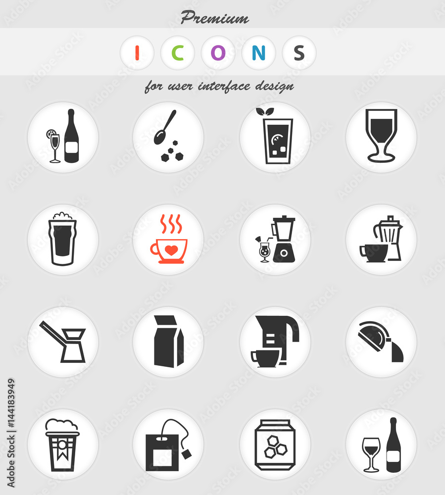 utensils for beverages icon set utensils for beverages icon set