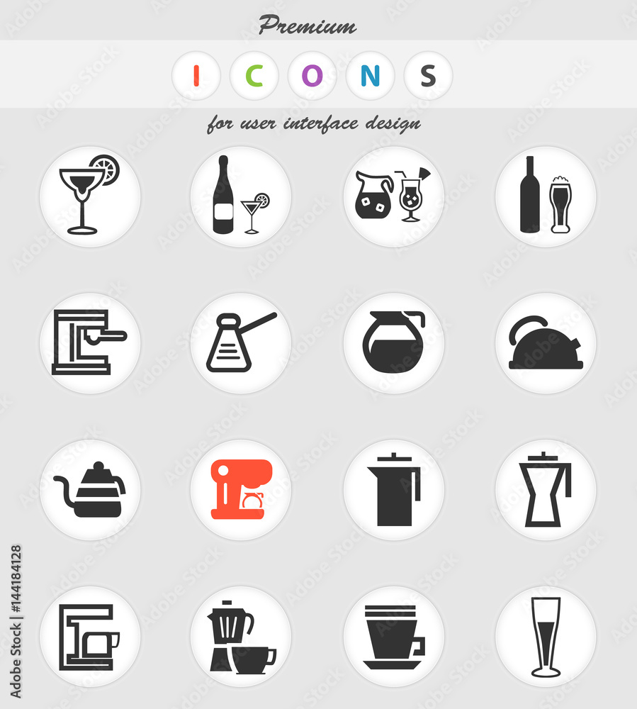 utensils for beverages icon set