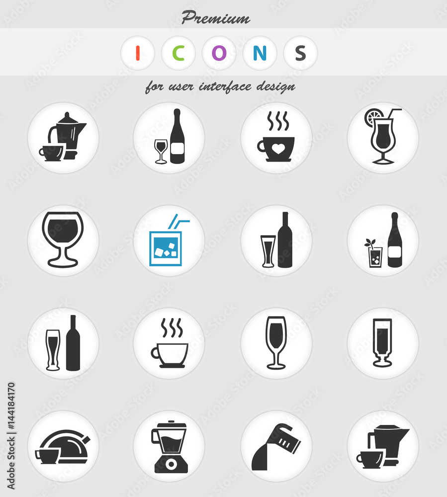 utensils for beverages icon set utensils for beverages icon set