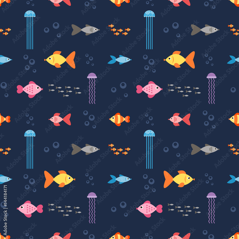 Fototapeta premium seamless pattern with underwater world with fish