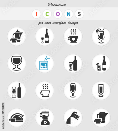 utensils for beverages icon set