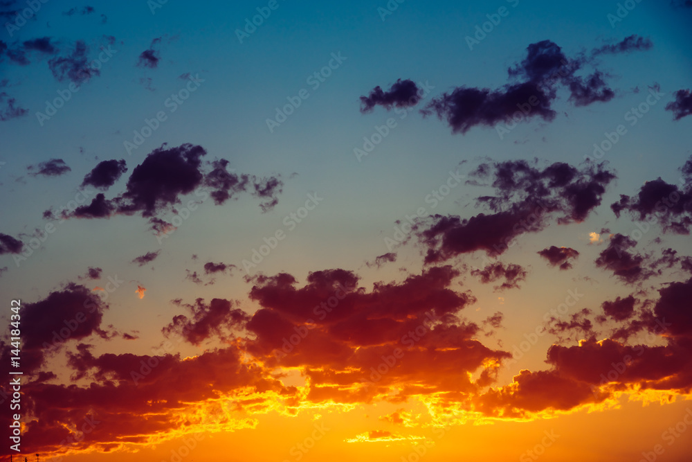 Fototapeta premium Beautiful Blue And Orange Tranquil Summer Sunset Background