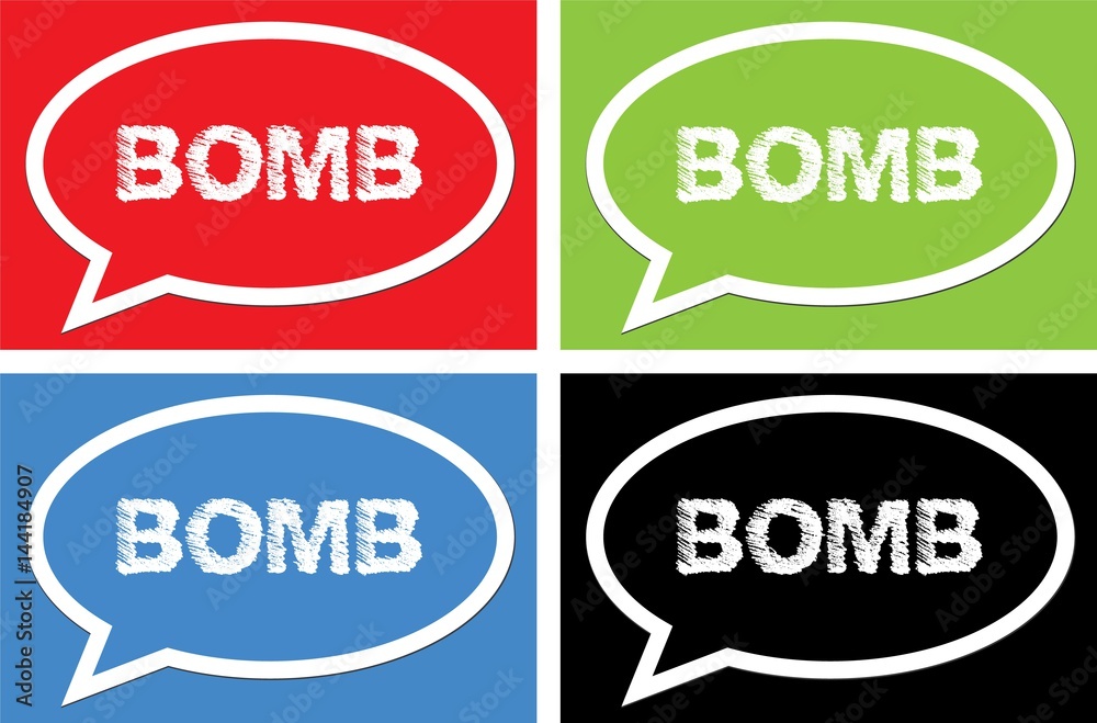 BOMB text, on ellipse speech bubble sign. BOMB text, on ellipse speech bubble sign.