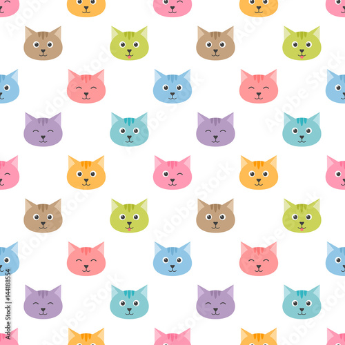 seamless pattern with cute cartoon cats