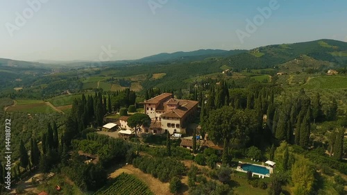 Look around from above at beautiful estate on green hills of Italy