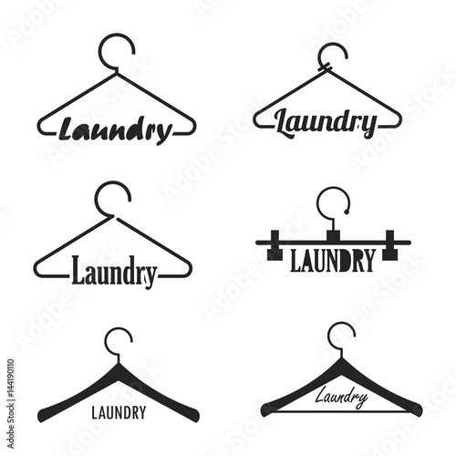 Laundry Logo Vector Set. Isolated on White Background.