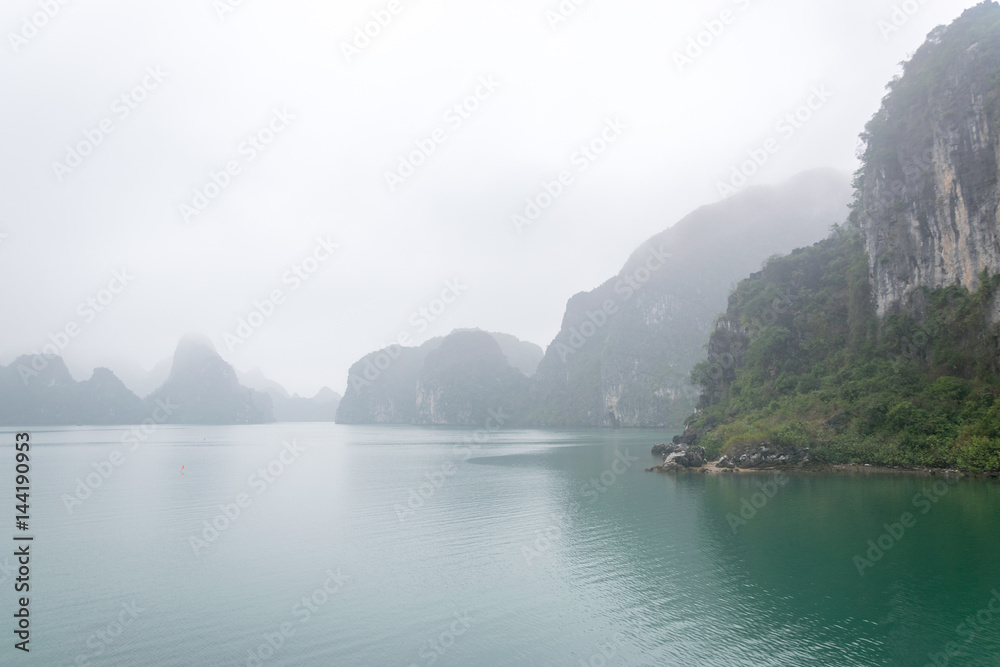 Ha long bay in mist. Vietnam