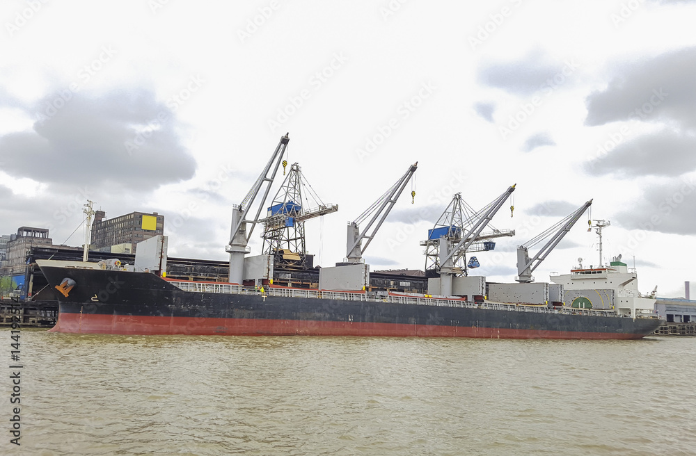 General Cargo ship moored in port, Mississippi River