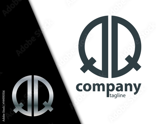 Initial Letter QQ With Linked Circle Logo