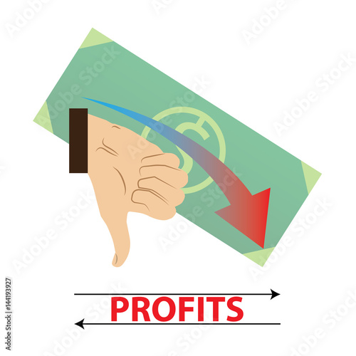 growth and declining chart showing improvement and losses of profit with arrow. vector illustration