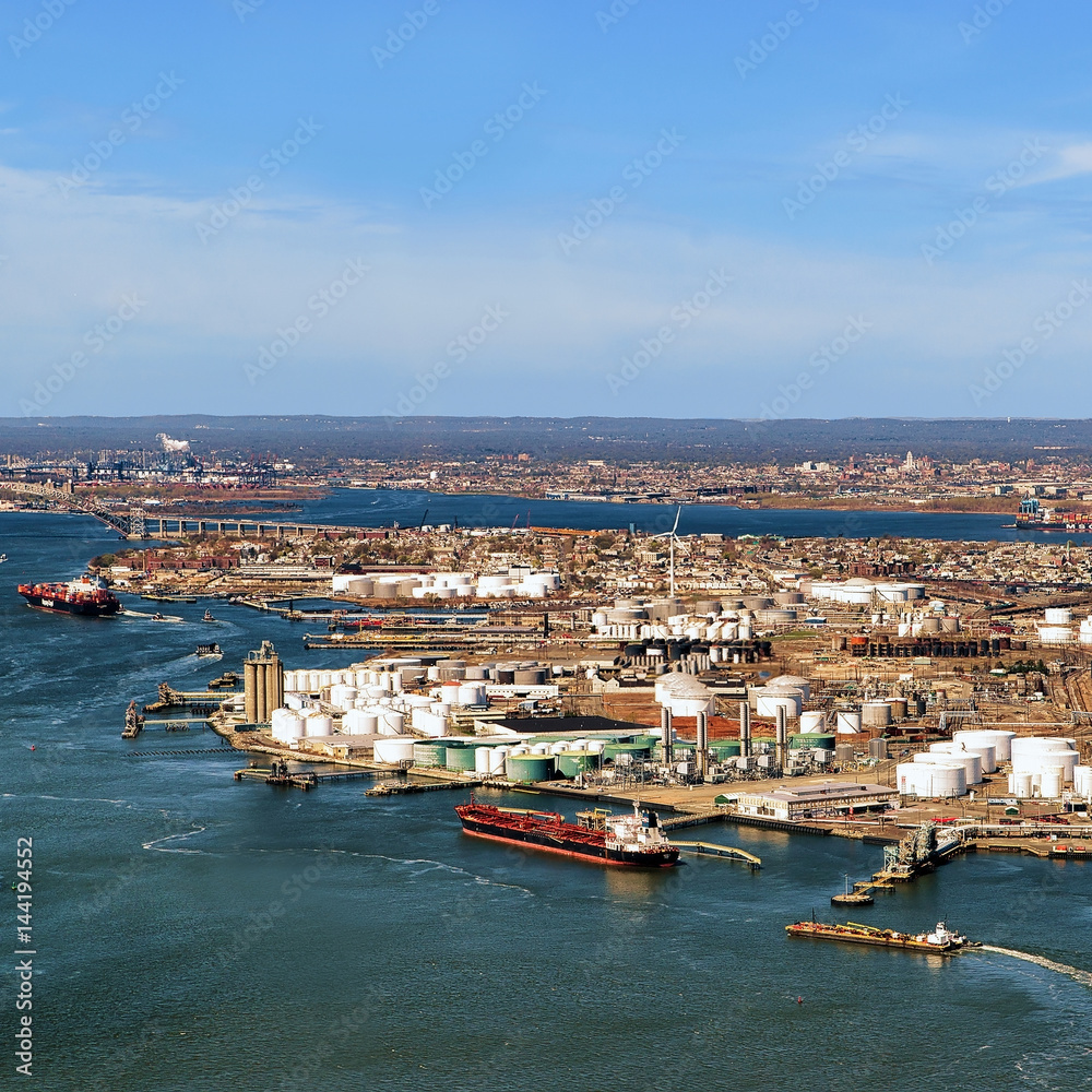 Aerial view to oil storages in Bayonne