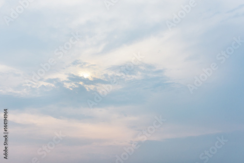 Blue sky  and light of the sun through the clouds in the sky survive.
