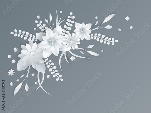 Obraz na plátně white paper flowers floral background