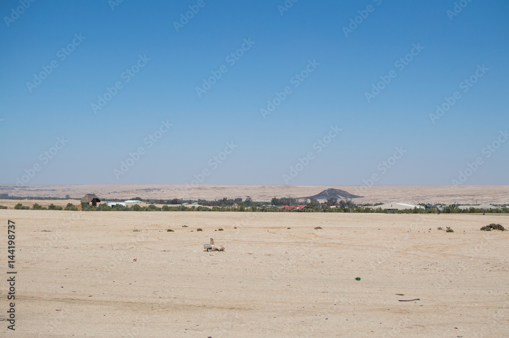 Desert Landscape with Small Settlement near Swakopmund, Namibia