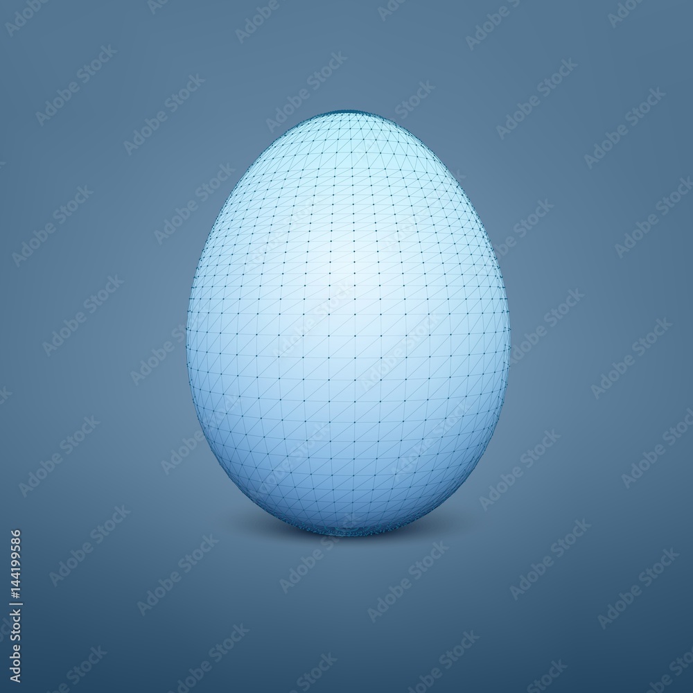 Abstract vector egg. 3D mesh object. Futuristic style card. Lines, point, planes in 3d space. Abstract vector egg. 3D mesh object. Futuristic style card. Lines, point, planes in 3d space.