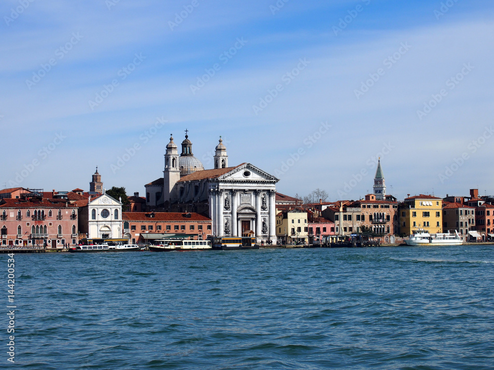 Venice salute coastline from the sea