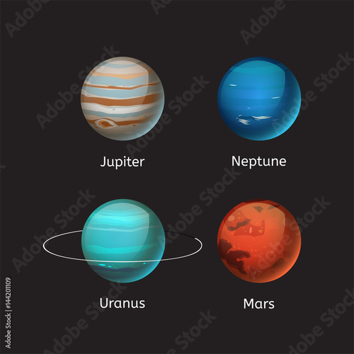High quality solar system planet galaxy astronomy earth science globe orbit star vector illustration.