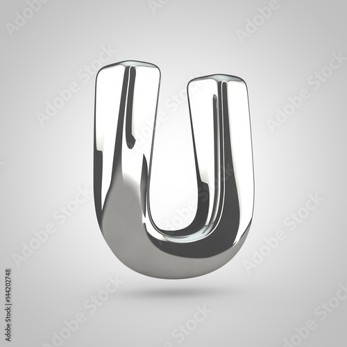 Fotografija Silver letter U uppercase isolated on white background