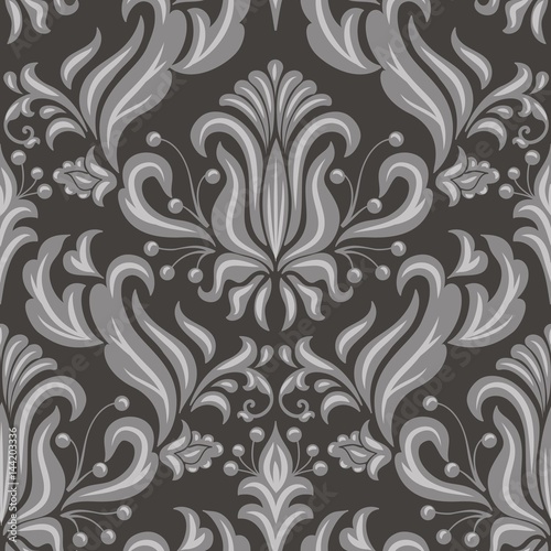 Vector damask seamless pattern element. Classical luxury old fashioned damask ornament, royal victorian seamless texture for wallpapers, textile, wrapping. Exquisite floral baroque template.